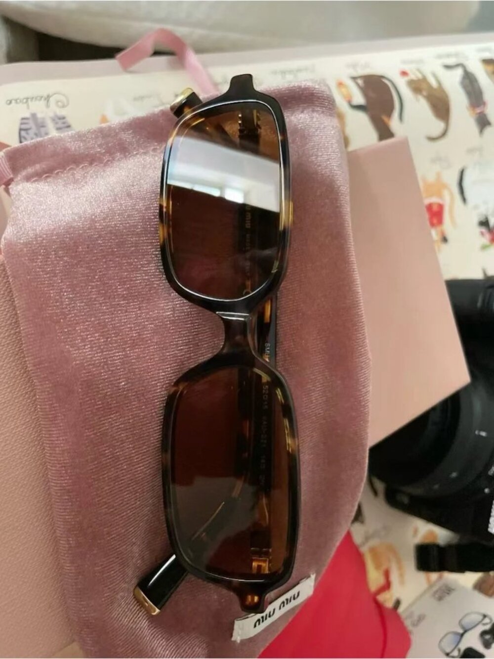 Miu Miu Tortoiseshell Rectangular Brown Lens Sunglasses